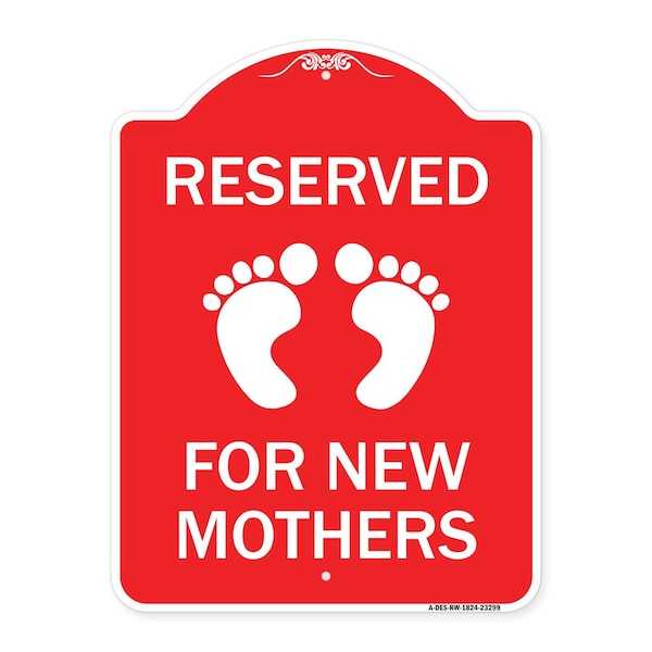 Pink Reserved Parking for New Mothers, Red & White Aluminum Sign, 18" x 24", RW-1824-23299